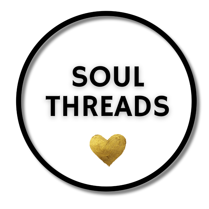 Soul Threads logo with a radiant, uplifting design featuring soft pastel gradients, glowing light beams, and a peaceful, spiritual vibe that embodies positivity and kindness.