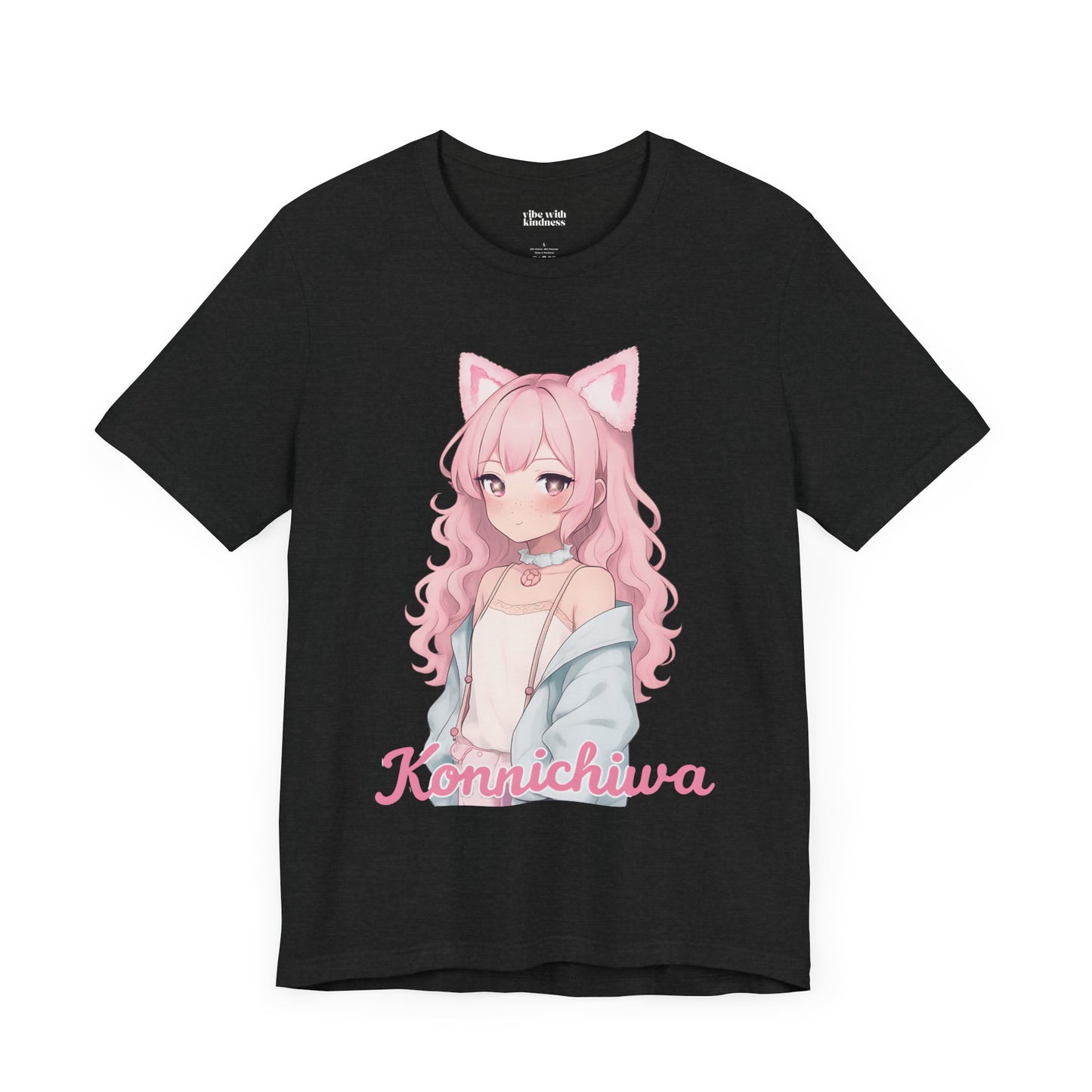 Pink Konnichiwa Manga Girl Anime Tee