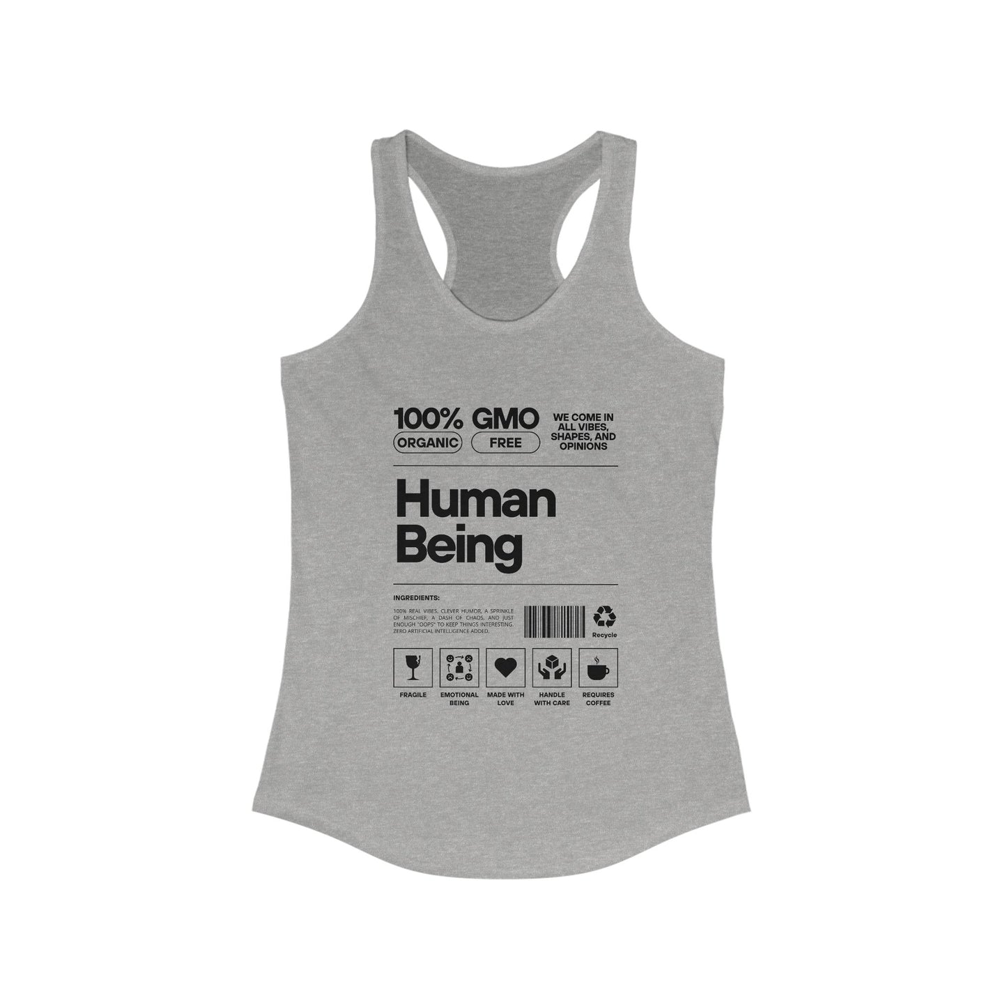 100% Human Being GMO-Free Women's Racerback Tank