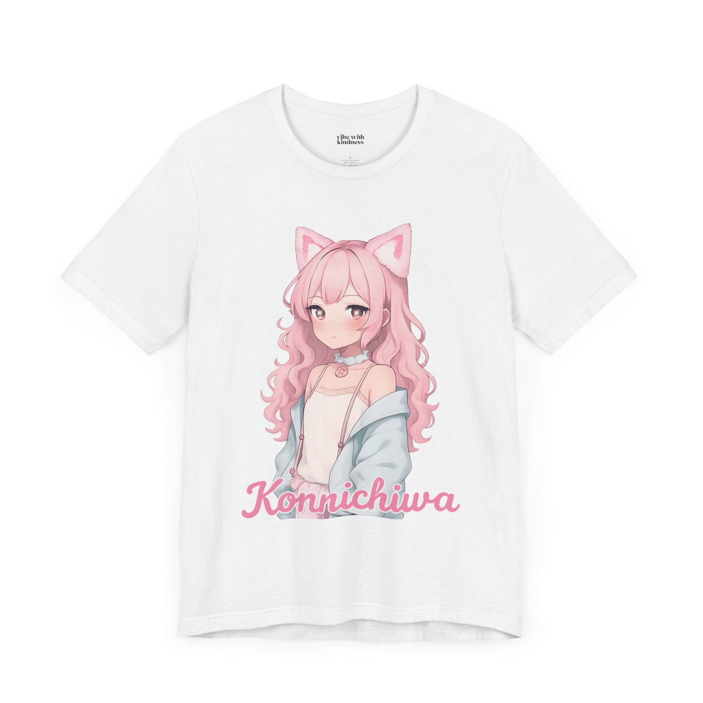 Pink Konnichiwa Manga Girl Anime Tee