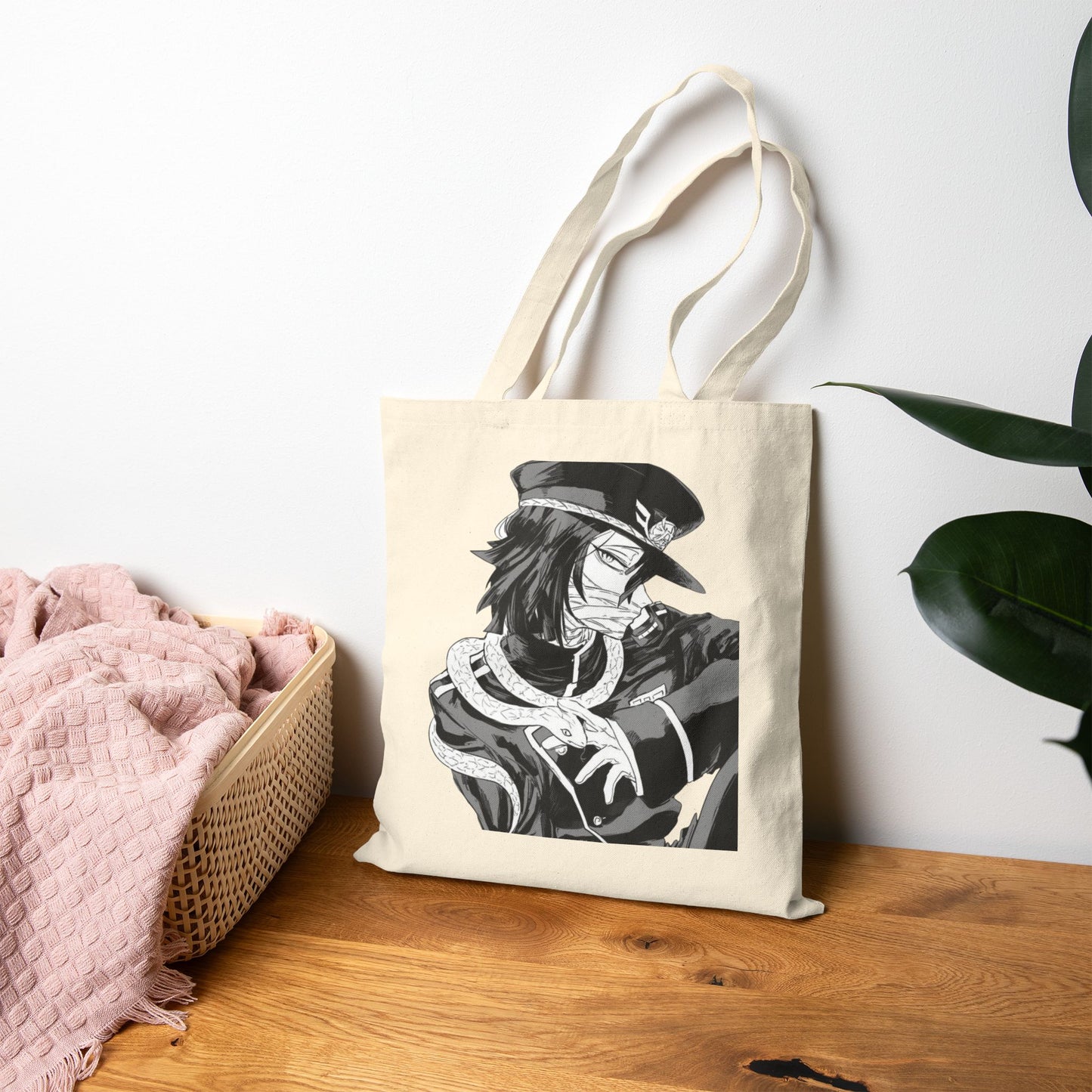 Anime Kindness Canvas Tote Bag – Obanai Iguro Hand-Drawn Art