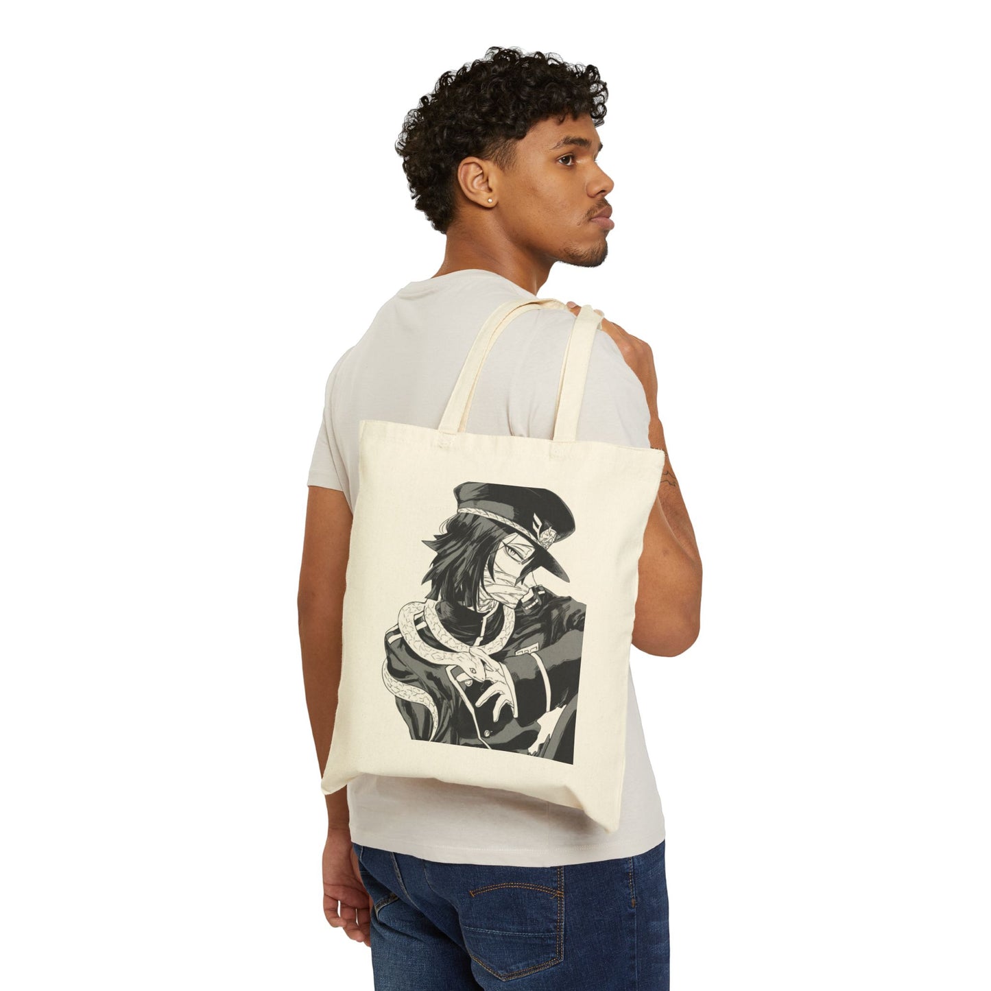 Anime Kindness Canvas Tote Bag – Obanai Iguro Hand-Drawn Art