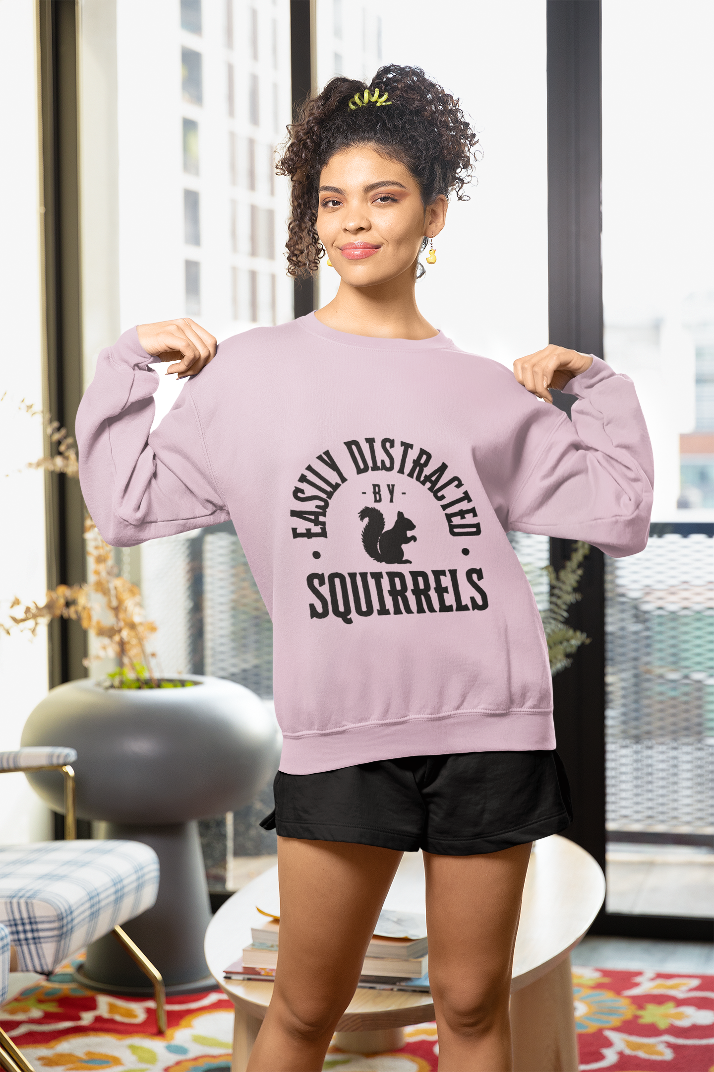 Easily Distracted by Squirrels – A Crewneck for the Quirky and Relatable
