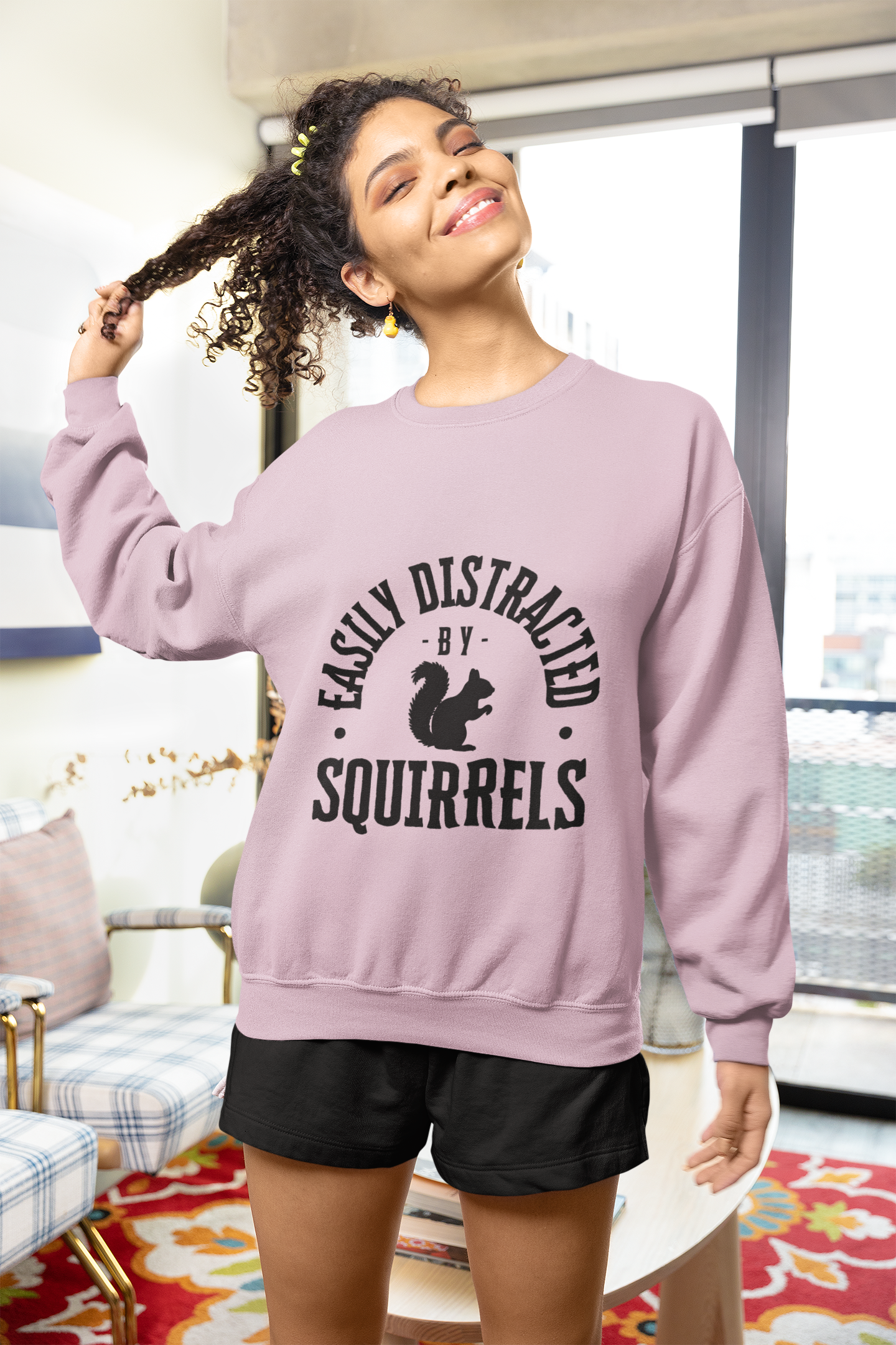 Easily Distracted by Squirrels – A Crewneck for the Quirky and Relatable