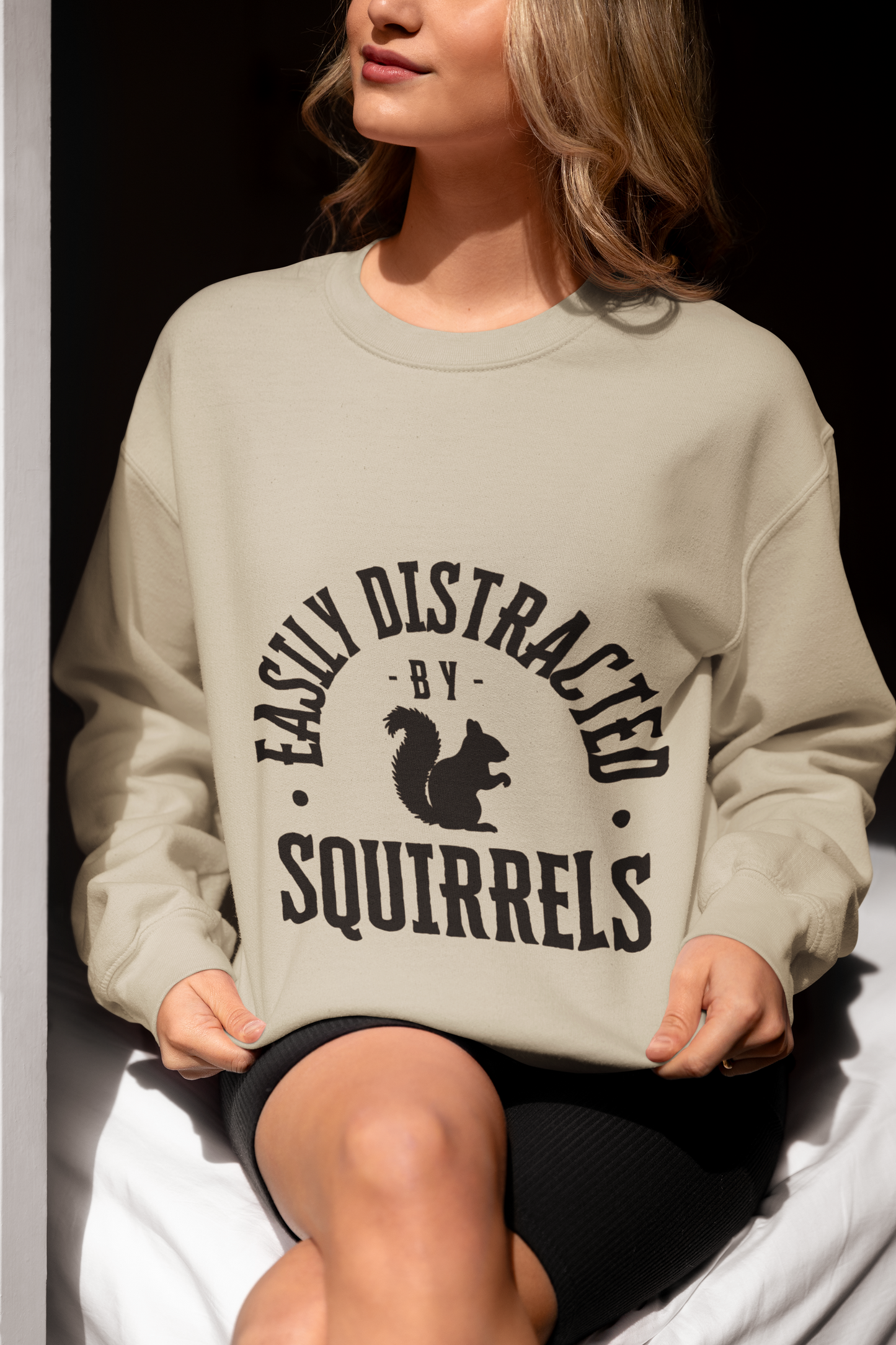 Easily Distracted by Squirrels – A Crewneck for the Quirky and Relatable