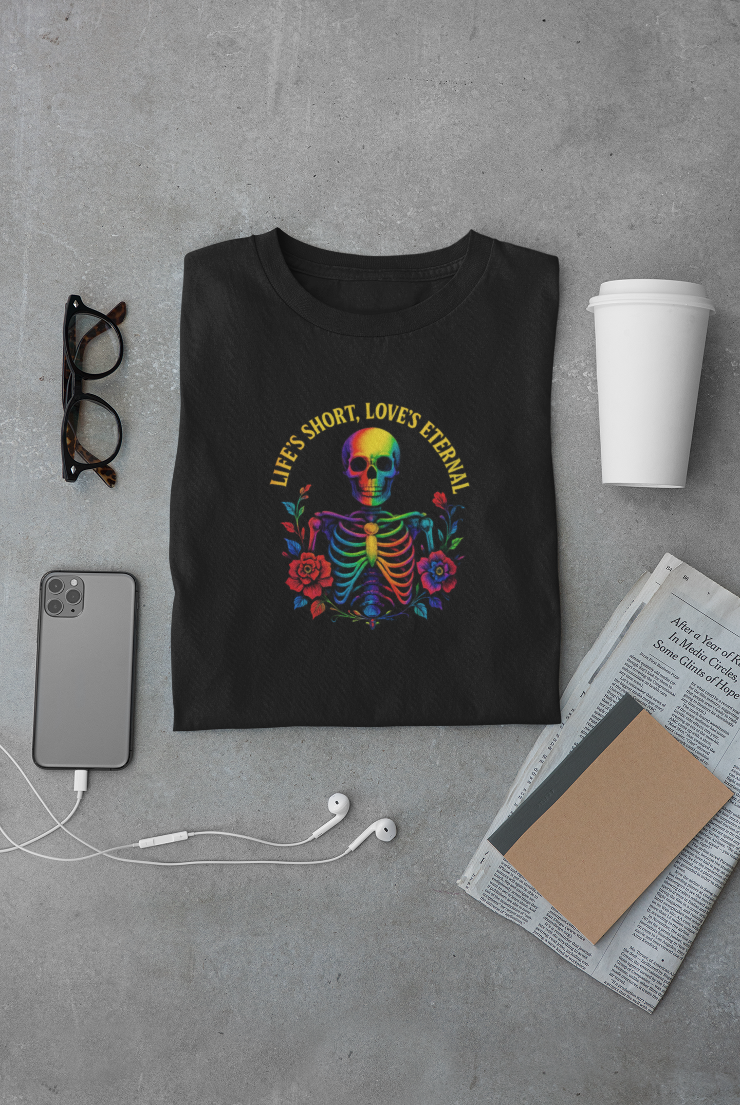 Life’s Short, Love’s Eternal – Rainbow Skeleton Women's Tee for Love and Pride