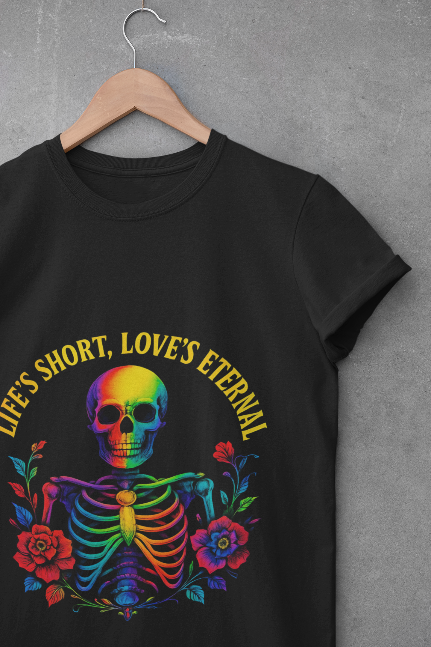 Life’s Short, Love’s Eternal – Rainbow Skeleton Women's Tee for Love and Pride