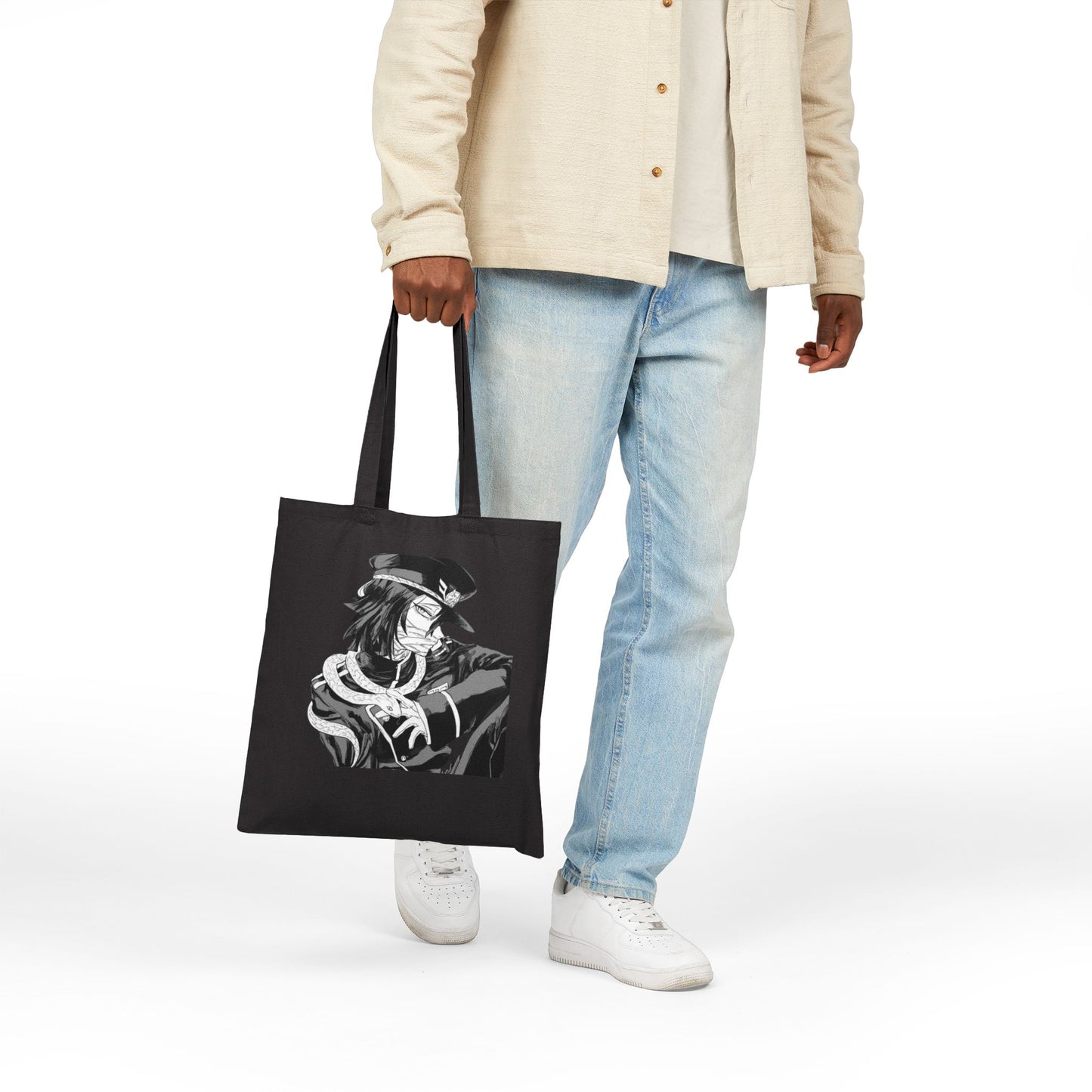 Anime Kindness Canvas Tote Bag – Obanai Iguro Hand-Drawn Art