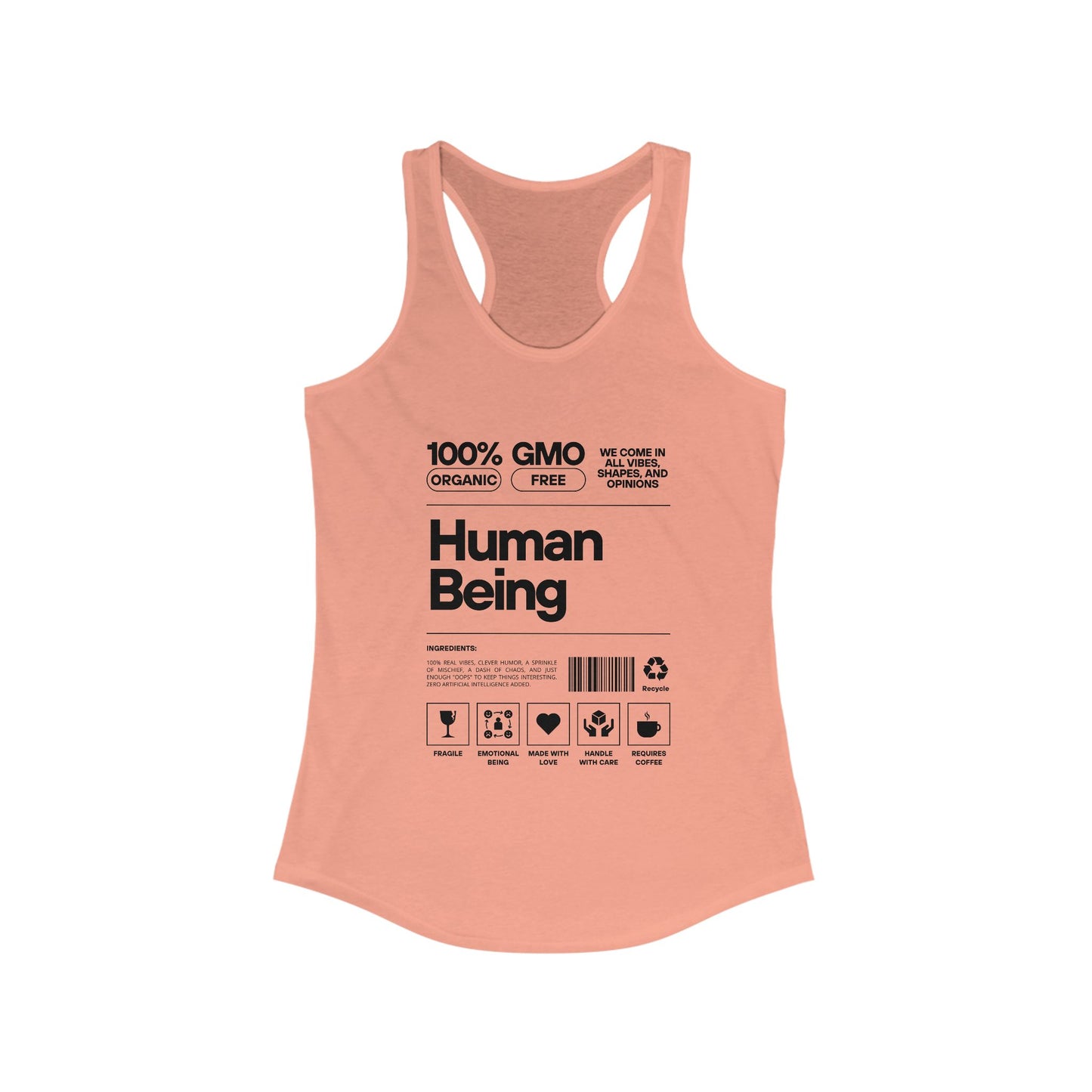 100% Human Being GMO-Free Women's Racerback Tank