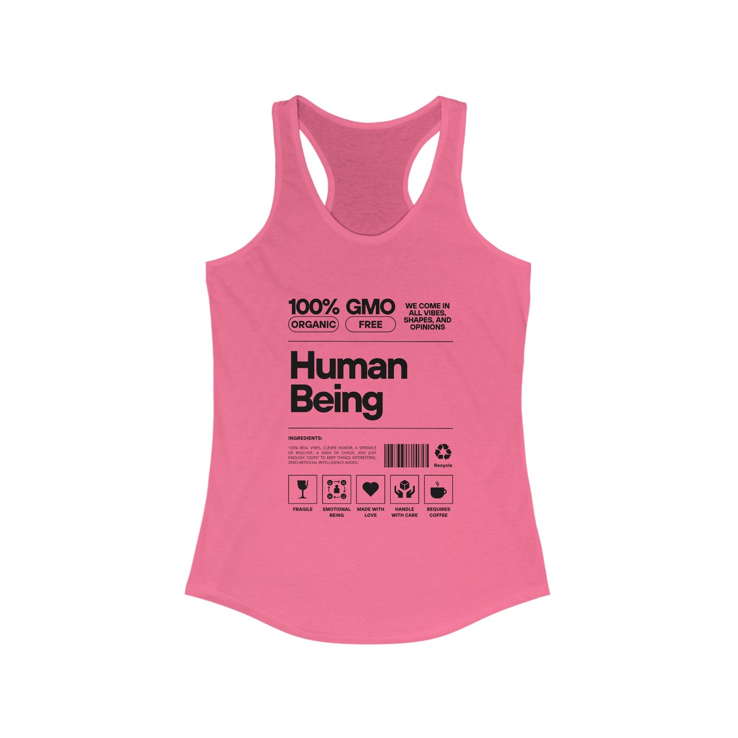 100% Human Being GMO-Free Women's Racerback Tank